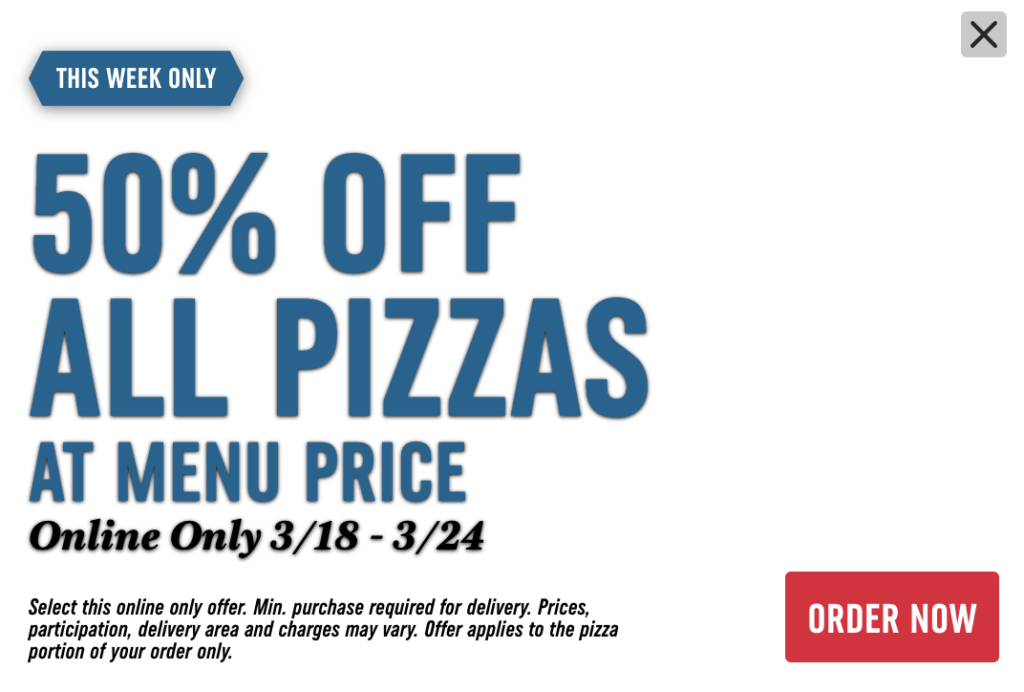 Domino’s – 50% Off All Pizzas! Ends March 24Th!